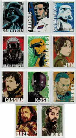 Star Wars: Rogue One Series 1 CHARACTER ICON Full Set of 11 Trading Card INSERTS - Image 1
