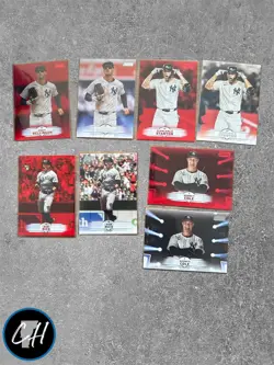 2025 Topps Stadium Club Red Foil NY Yankees 8 Card Lot-Rice, Cole, Bellinger - Image 1