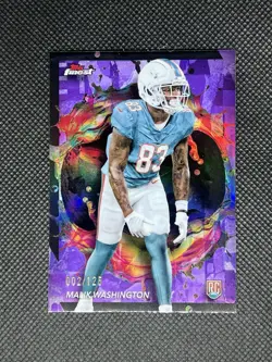 Malik Washington 2 Card Rookie Lot - Leaf Auto /2 - Topps Finest /125 Dolphins - Image 4