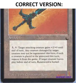 Runesword The Dark Hair Mtg MISPRINT. Line that looks like a hair in text box. - Image 4