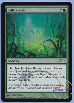 Cultivate FNM German Mtg MISPRINT. "Sorcery" in English, not "Hexerei" in German - Image 1