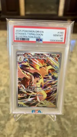 2025 POKEMON DRI EN-DESTINED RIVALS ILLUSTRATION RARE ETHAN'S TYPHLOSION PSA 10 - Image 1