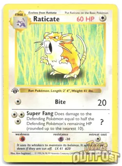 Raticate 40/102 - Base Set Shadowless 1st Edition - Pokemon Card - HP - Image 1