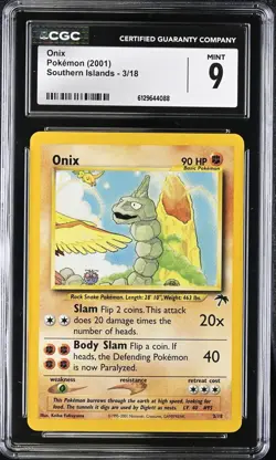 CGC 9 MINT Onix 3/18 Southern Islands Promo Vintage WOTC 2001 Pokemon - Image 1