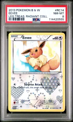 2013 POKEMON LEGENDARY TREASURES EEVEE #RC14 HOLO PSA 8 NM #114420555 - Image 1