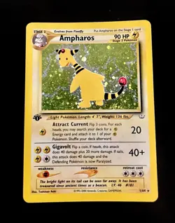 Pokemon TCG Ampharos Neo Revelation Holo Card 1/64 Unlimited Rare First Edition - Image 1