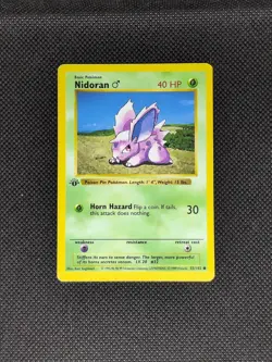 Nidoran M 055/102 1st Edition Base Set - Heavily Played - Pokemon TCG - Image 1