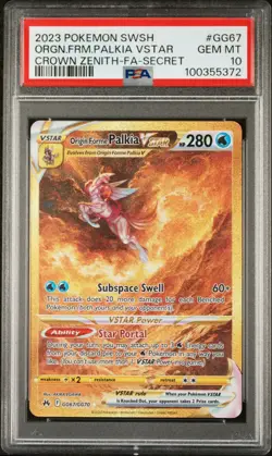2023 POKEMON SWSH SECRET #GG67 FULL ART/ORIGIN FORME PALKIA VSTAR PSA 10 GOLD SR - Image 1