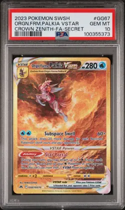 2023 POKEMON SWSH SECRET #GG67 FULL ART/ORIGIN FORME PALKIA VSTAR PSA 10 GOLD SR - Image 3