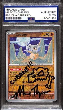 PSA Signed Cubone 151 Reverse Holo 104/165 Pokemon Scarlet Violet Marc Thompson - Image 1