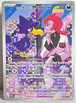Team Rocket's Murkrow 200/182 Sv10 Destined Rivals Illustration Rare Pokemon TCG - Image 1