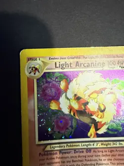 Light Arcanine 12/105 Neo Destiny Holo Rare Pokemon Card WOTC Vintage Swirl - Image 2