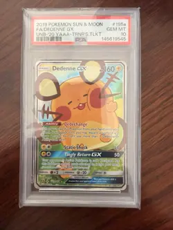 Pokemon Dedenne GX 195a/214 Full Art Holo Ultra Rare Sun & Moon PSA Gem Mint 10 - Image 1