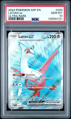 2024 POKEMON SSP EN-SURGING SPARKS ULTRA RARE #220 LATIAS EX PSA 10 - Image 1