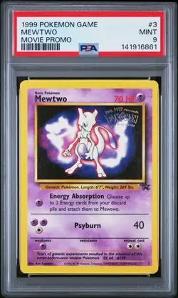 1999 Pokemon Game Movie #3 Mewtwo Movie Promo PSA 9 - Image 1