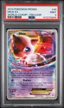 2014 POKEMON WORLD CHAMPIONSHIPS PROMO TREVGOR #46 MEW EX PSA 9 - Image 1