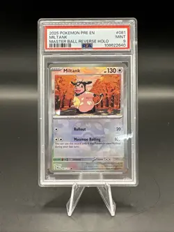 2025 Pokemon Prismatic Evolutions Miltank Masterball Reverse Holo PSA 9 - Image 1