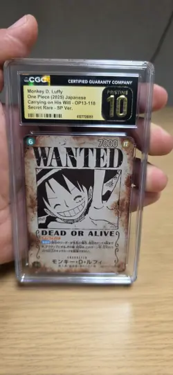 CGC 10 Pristine Luffy OP13-118 SEC Wanted SP Alt Art Carrying on His One Piece - Image 1