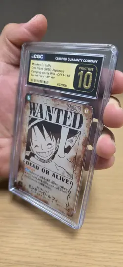 CGC 10 Pristine Luffy OP13-118 SEC Wanted SP Alt Art Carrying on His One Piece - Image 2