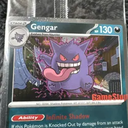 Pokemon Gengar Promo Holo Card GameStop Exclusive w/ SWIRL PSA 10 contender - Image 2