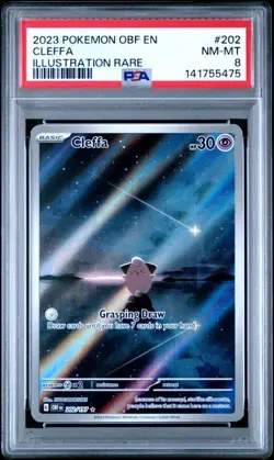 Pokemon TCG Cleffa Sv03: Obsidian Flames 202/197 Holo Illustration Rare PSA 8 - Image 2
