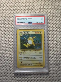 Pokemon Raichu 014/102 Base Set Holo PSA 5 - Image 1