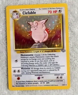 1999 Pokemon Clefable Jungle Holo 1/64 ~ 1st Edition ~ Ungraded w/ Top Loader - Image 1