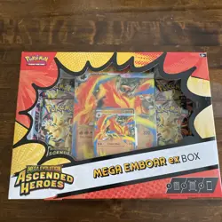 Pokemon Ascended Heroes Mega Emboar EX Box Sealed New (Small Tear) - Image 1
