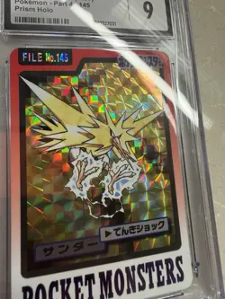 Zapdos CGC 9 145 Bandai Carddass Prism Holo Pokemon Vending 1997 TCG Part 4 - Image 2
