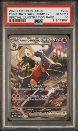 2025 POKEMON DRI EN-DESTINED RIVALS #232 CYNTHIA'S GARCHOMP EX PSA 10 - Image 1