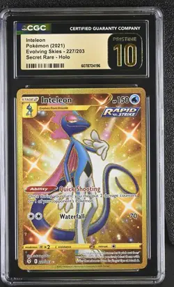 INTELEON Evolving Skies Holo Secret Rare #227 CGC Pristine 10 Pokemon - Image 1