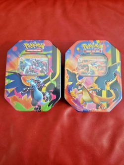 Pokemon TCG Mega Charizard X + Y ex Sealed Tin Bundle Lot Set Of 2 In Hand QTY - Image 1