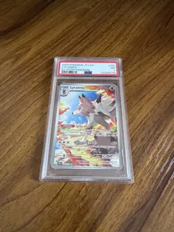 Pokemon Lycanroc Illustration Rare Holo 166 2025 Journey Together PSA 7 NM - Image 1