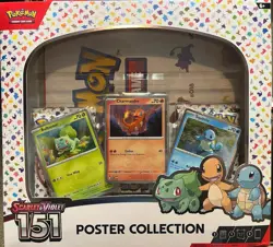 New! Sealed 11” X 10” Box POKEMON 151 Poster Collection W 3 Packs, Holos + 🔥 - Image 1