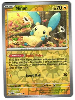 Minun 061/182 Reverse Holo SV04: Paradox Rift Pokemon TCG - Image 1