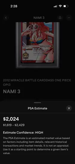 PSA10 2012 MIRACLE BATTLE CARDDASS ONE PIECE OP13 #3 NAMI - Image 2