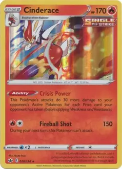 Cinderace - 028/198 - Holo Rare NM, English Pokemon Chilling Reign - Image 1
