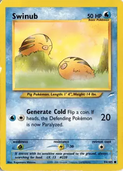 Swinub 084/105 Neo Destiny Pokemon Card TCG - Image 1