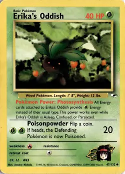 Erika's Oddish (47) 047/132 Gym Heroes Pokemon Card TCG - Image 1