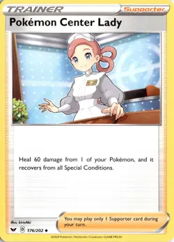 Pokemon Center Lady 176/202 SWSH01: Sword & Shield Base Set Pokemon Card TCG - Image 1