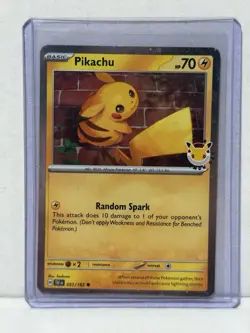 FULL WHOLE SWIRL 🌀💫 NM Pikachu 051/162 30th Anniversary Stamped Pokemon Card - Image 1