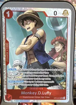 Bandai Monkey.D.Luffy OP14-013 Super Rare SR One Piece Card Game English - Image 1