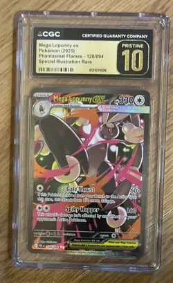 Mega Lopunny EX CGC PRISTINE 10 SIR 128/094 Phantasmal Flames Pokemon Card PFL - Image 1
