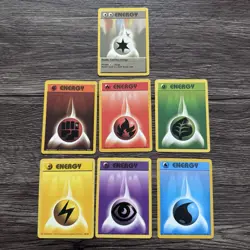 Lot of All 7 vintage Pokemon Base Set Energy Cards LP Double Colorless 96-102 - Image 1