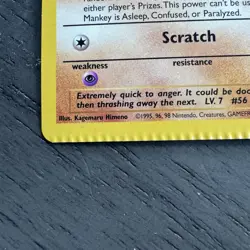 Pokemon TCG Mankey Jungle Card 55/64 Unlimited Common Crimp Error CRIMPED - Image 2