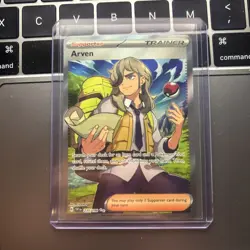 Pokemon TCG Scarlet & Violet Arven Trainer Full Art Ultra Rare Holo Card 235/198 - Image 1