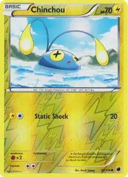 Chinchou - 35/116 - Common - Reverse Holo PL/MP, English Pokemon Plasma Freeze - Image 1