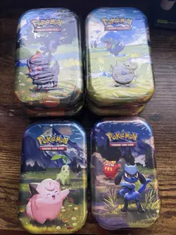 Pokemon TCG Ascended Hero Tins Set Zorua Togepi Clefairy Chikorita Riolu - Image 1