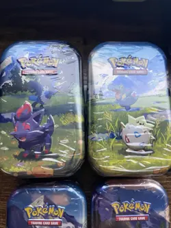 Pokemon TCG Ascended Hero Tins Set Zorua Togepi Clefairy Chikorita Riolu - Image 2