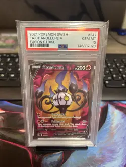 Pokemon Chandelure V (Full Art) 247/264 Swsh08: Fusion Strike Holo PSA 10 - Image 1